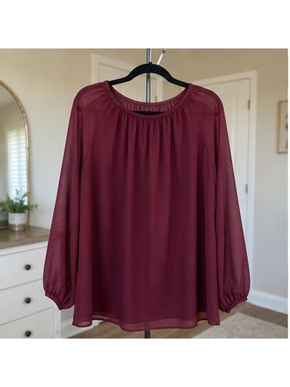 Mauve Tie Neck Blouse